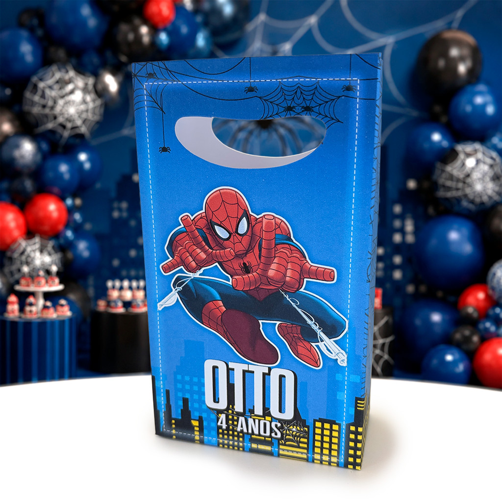 Sacolinhas Homem Aranha Azul Lembrancinha Personalizada  Sacolinhas Surpresa Caixinha  PEGUE E MONTE
