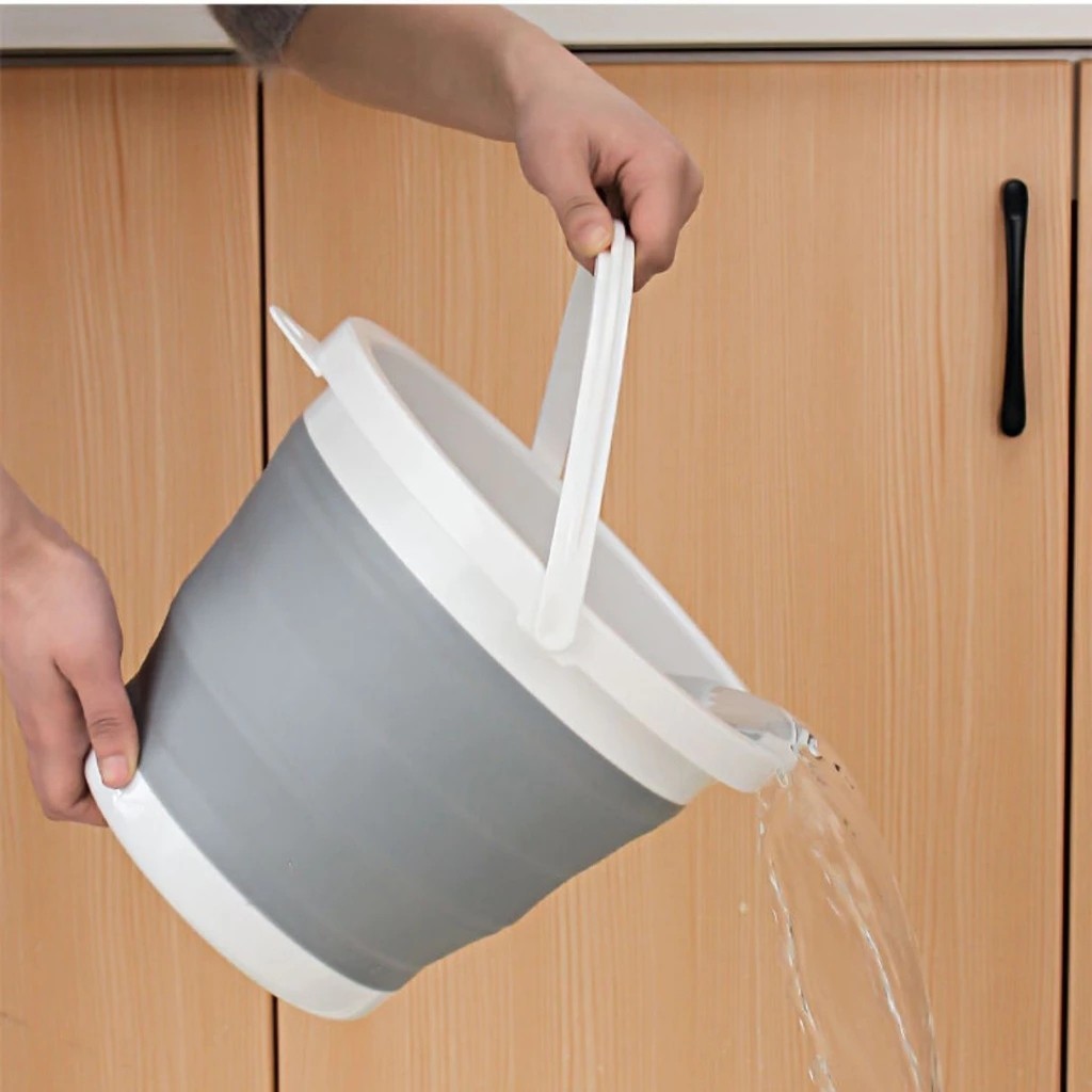 Balde Dobrável de Silicone Multiuso para Lavanderia Limpeza e Organização imperdível