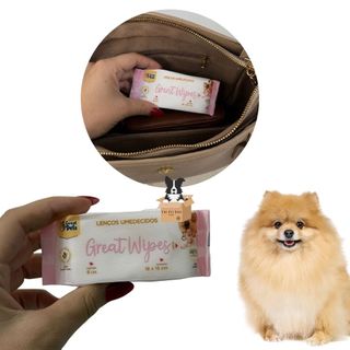 Lenço Umedecido Pacote Pequeno 8 Unidades Para Cães e Gatos Para Levar Na Bolsa Great Wipes Great Pets