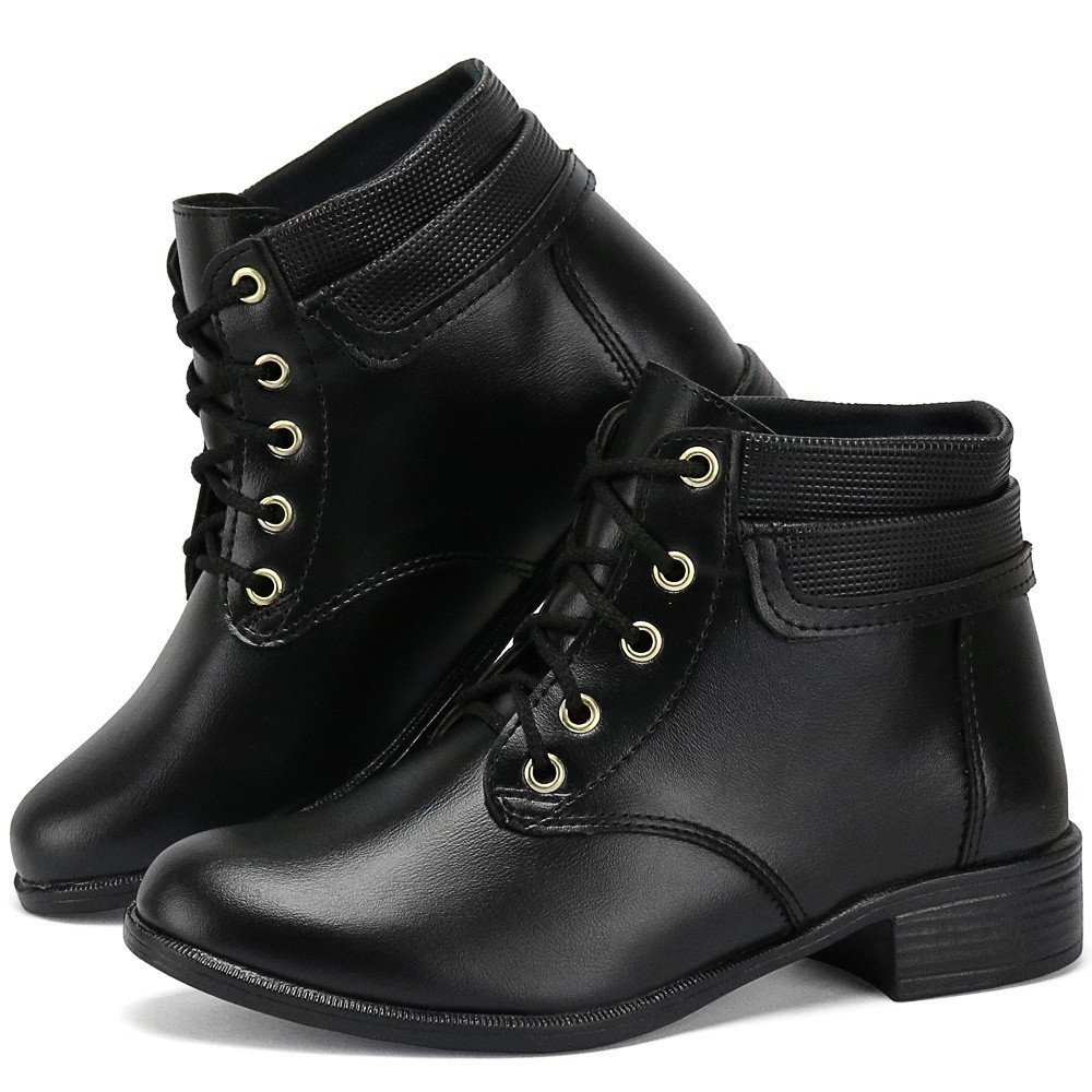 Detalhes do Bota Coturno Feminino Cano Curto Medio Salto Baixo em couro inverno / outono linda demais  34 AO 39 #LOJAYOUBELLASTORE