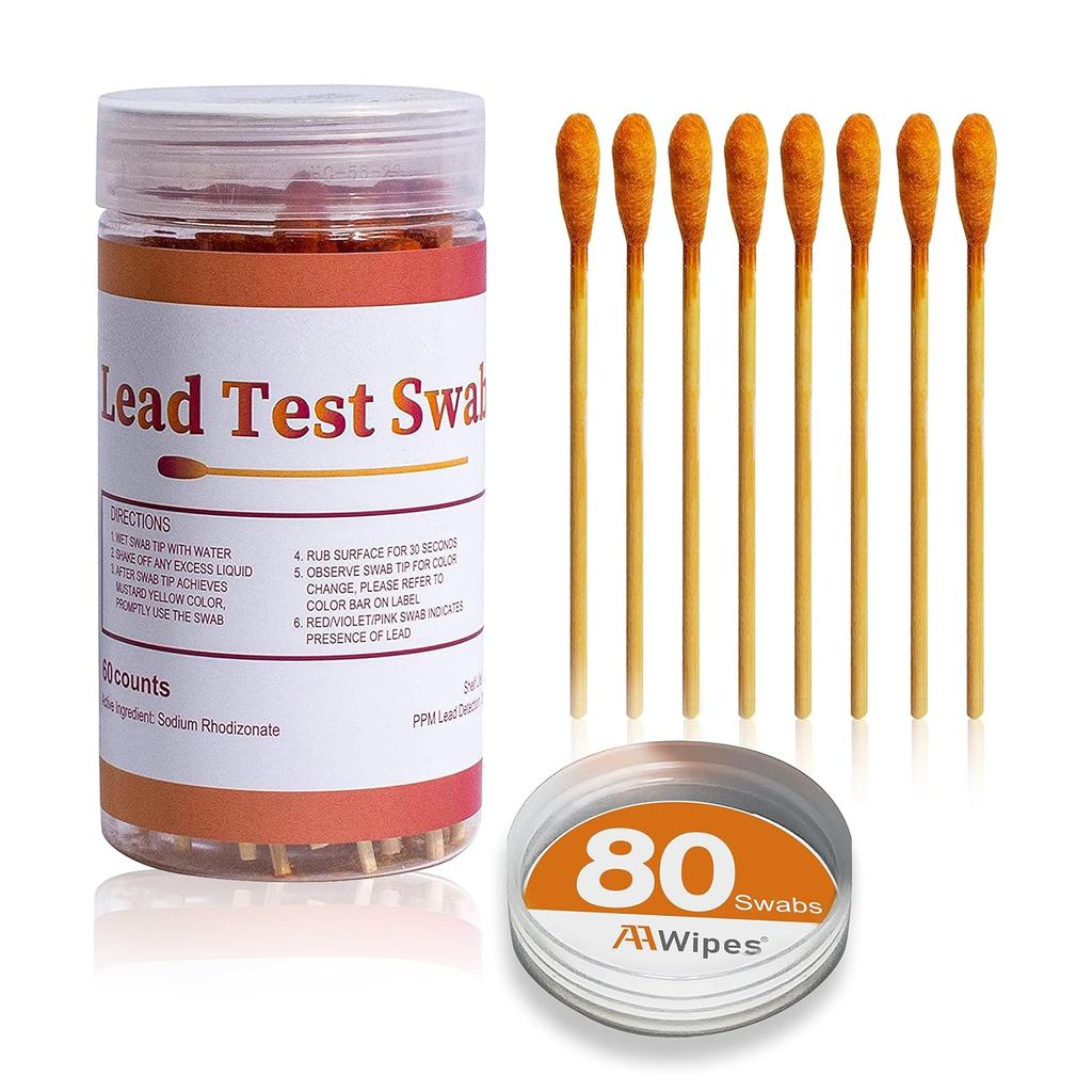 AAwipes Lead Test Swab Kit (80 Pcs Rapid Home Testing Swabs, 30-Second Results Dip in Water). Home Use, Painted, Dishes,