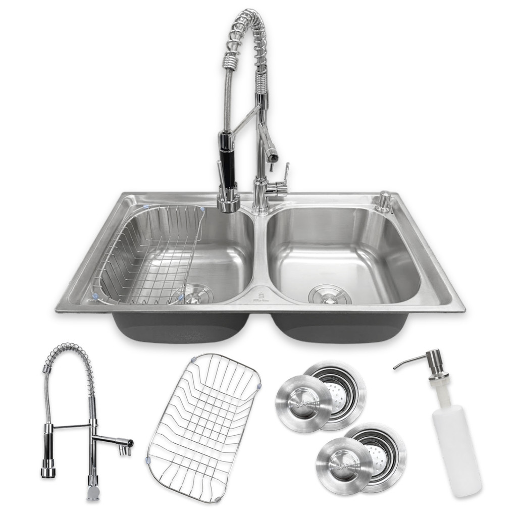 Cuba Dupla Cozinha Inox 304 78x43cm Torneira Gourmet Monocomando Luxo Completa