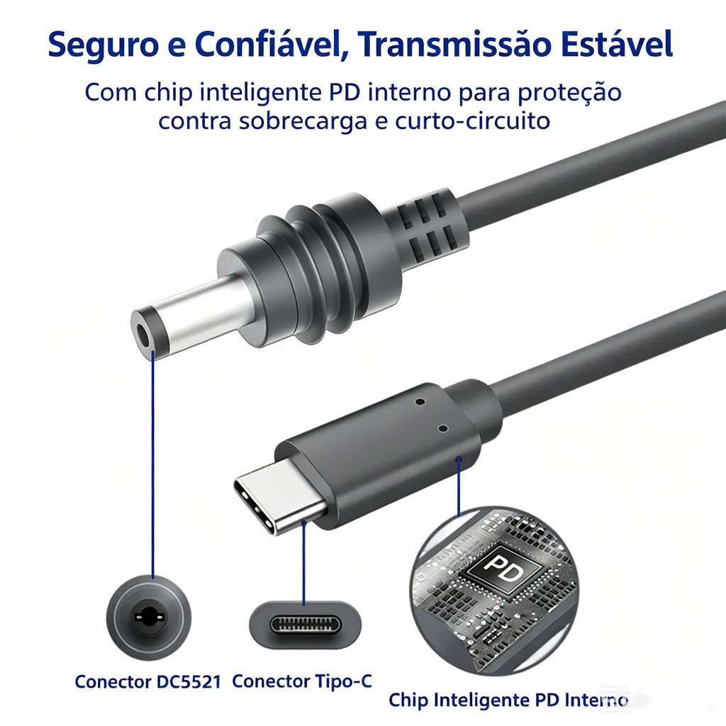 Cabo Para Starlink Mini Usb-c Para DC 3 Metros 100W À Prova Dágua Alimentação Energia Power Bank