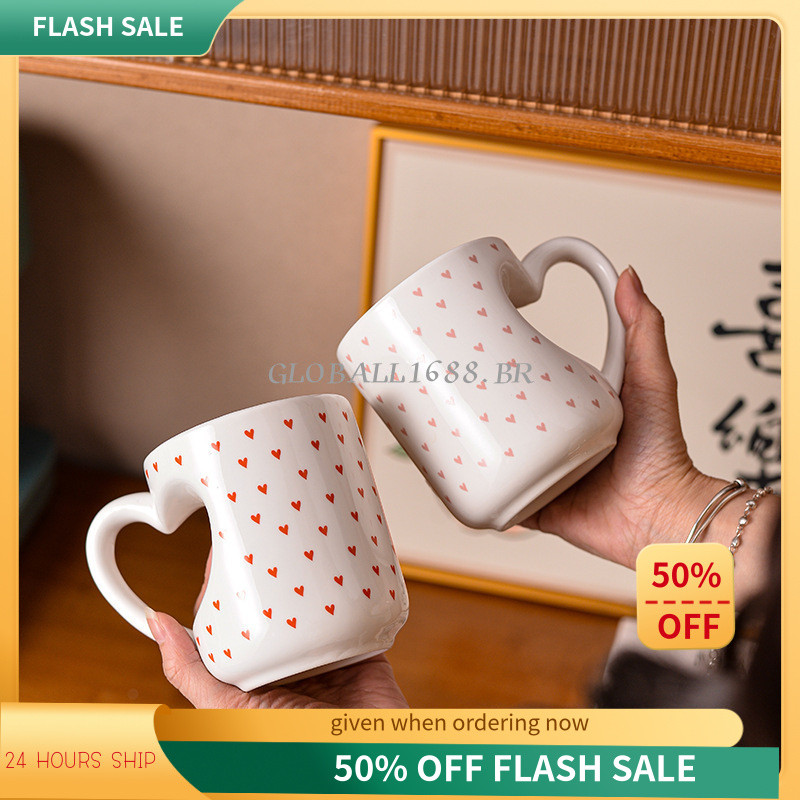 {ESTOQUE PRONTO} Caneca de amor criativa escritório cerâmica copo de água bonito xícara de café café da manhã copo de ca