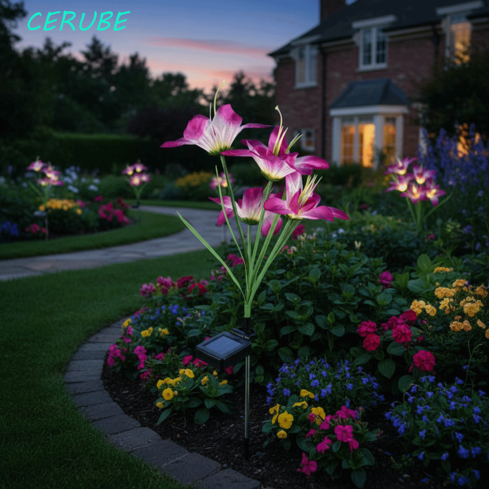 Luzes Solares De Jardim CERUBE , Luz Decorativa De Flores , Gradientes Coloridas , Estacas