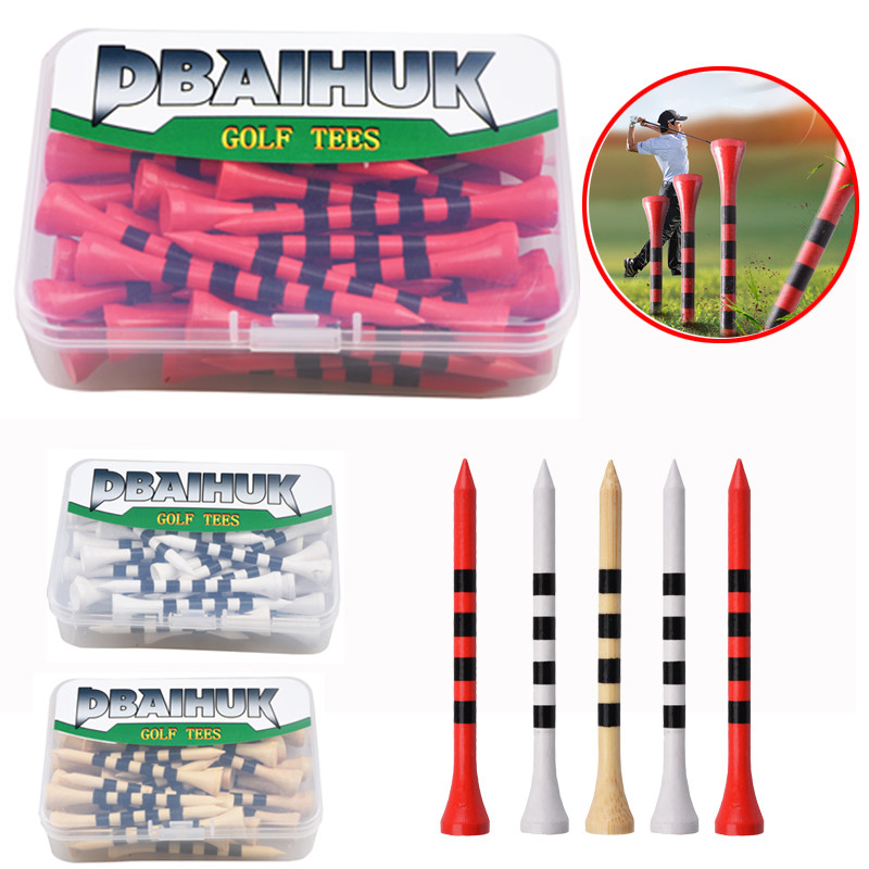 Caixa caixa de golfe t golfe novo estilo colorido listrado unhas de bambu 70/83mm servir t bola assento bola titular