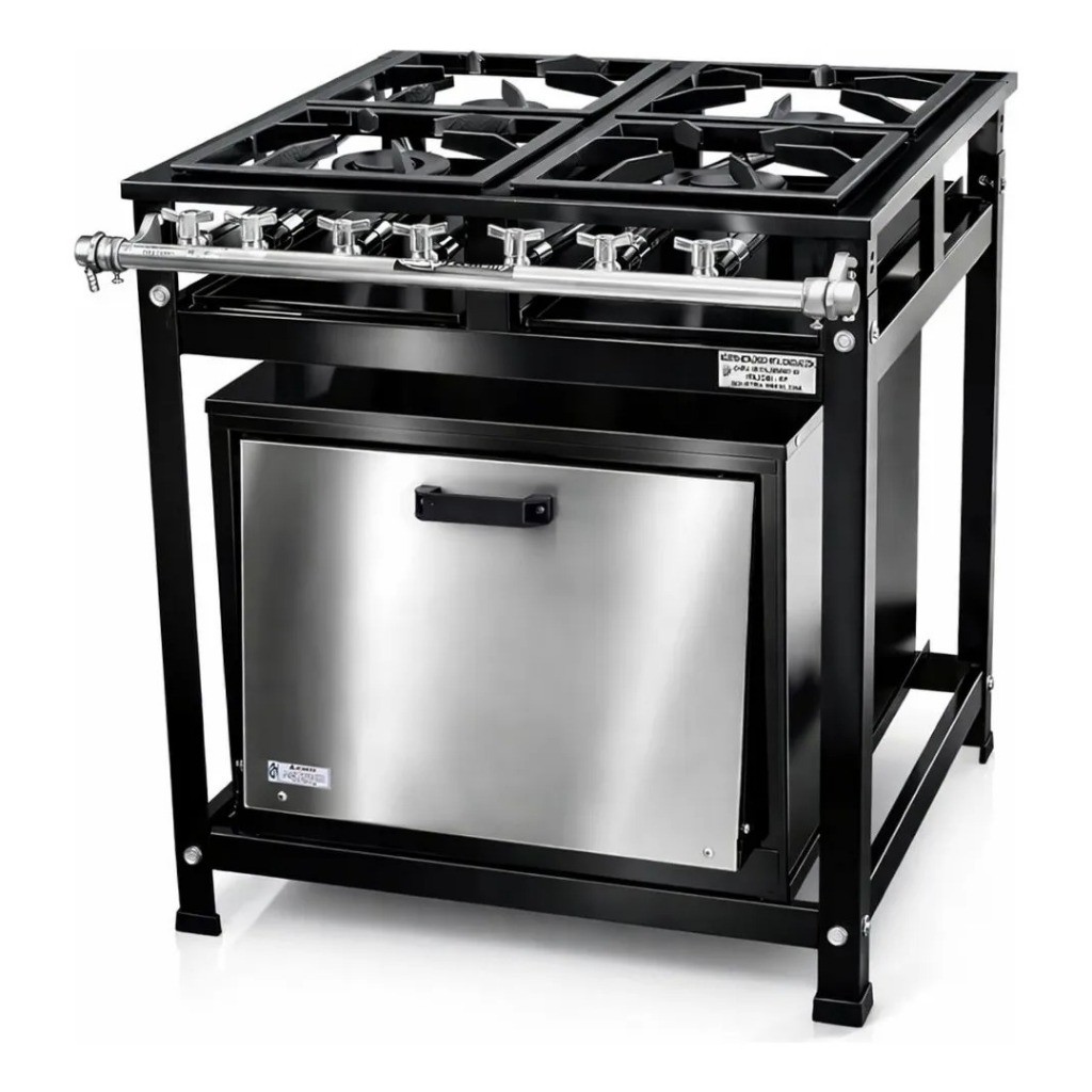 Fogão Industrial De Piso 4 Bocas Cristal Baixa Pressão + Forno(NÃO INCLUSO FORNO - COMPRE SEPARADO)