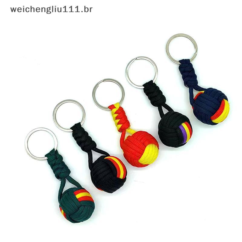 # weicheng Pára-Quedas Tecido Corda Bola Chaveiro Cordão Macaco Punho Chaveiros Ao Ar Livre Ferramenta De Sobrevivência 