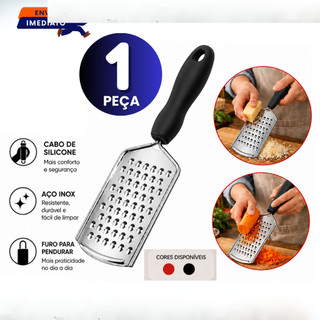 Ralador de Queijo e Legumes Cabo Silicone Vermelho e Preto Ergonômico