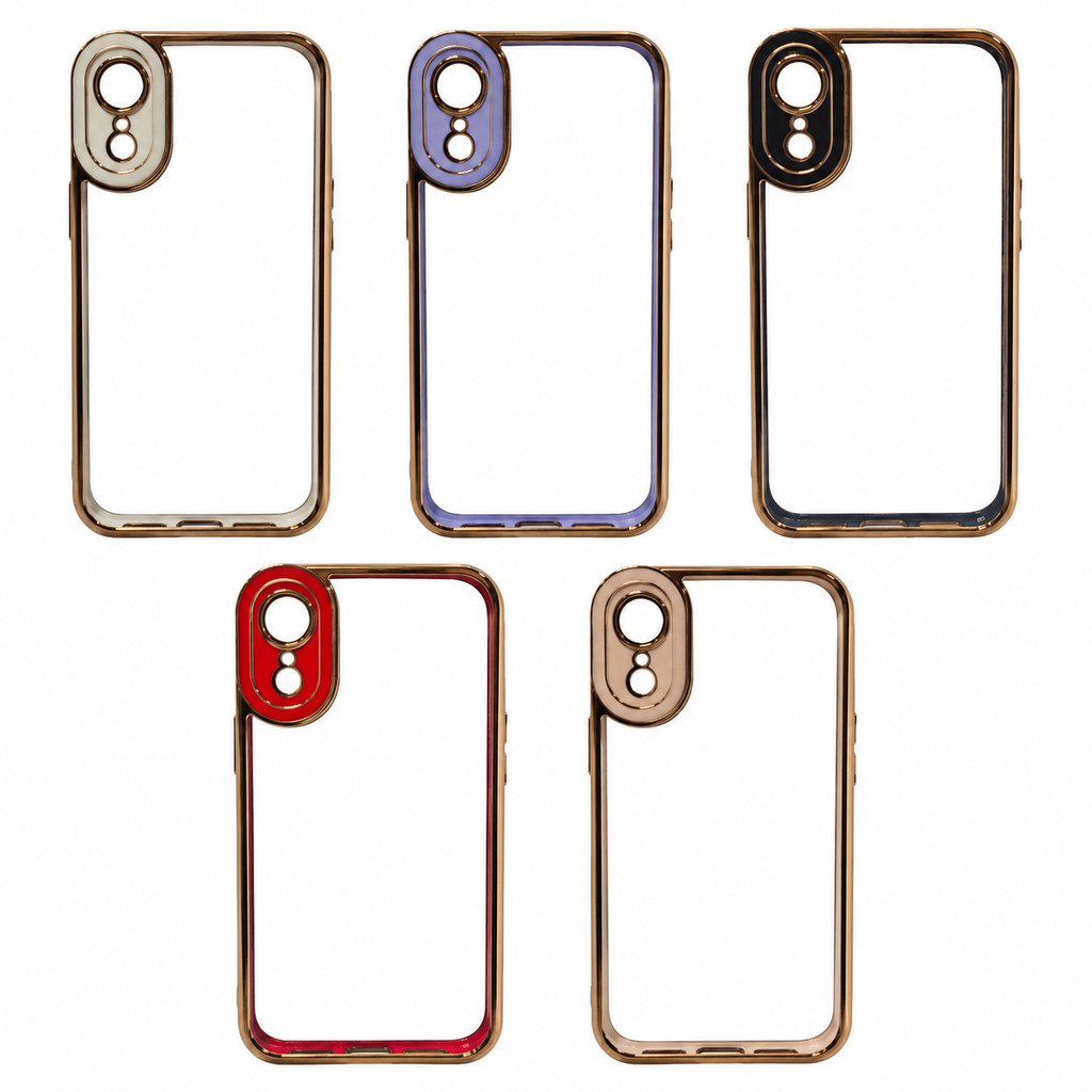 Capa Compatível iPhone XR Transparente com Borda Colorida Case liso Kit 2