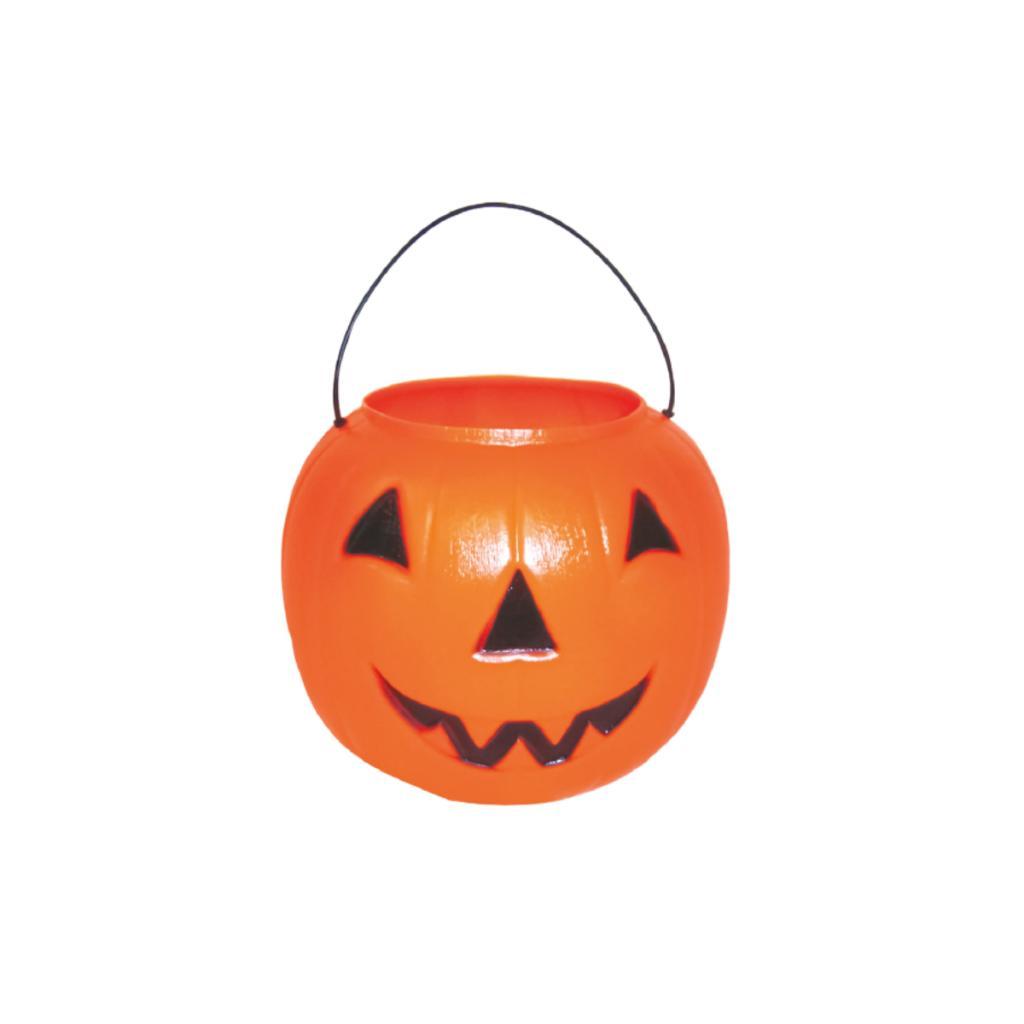 Balde Abóbora Halloween Cabeça Laranja Com Alça