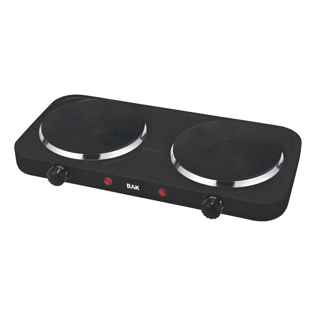 Fogareiro Elétrico Portátil Bak 2 Bocas Preto Cooktop Ferro Fundido