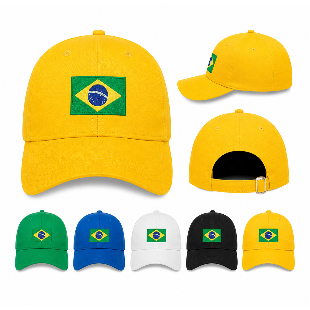 Boné Do Brasil Bordado Copa do Mundo Seleção Brasileira Regulagem Aba Curva Unissex.