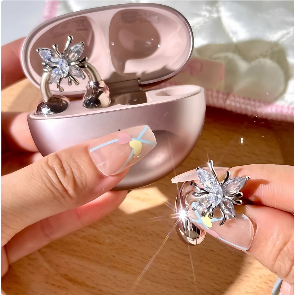 1 Par De Clipe De Orelha De Borboleta Oca Para FreeClip Fivela De Diamante Brilho DIY Acessórios De Fone De Ouvido Exclu