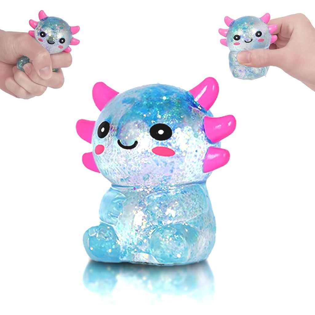 Brinquedo Squishy de Axolote - 1 Peça, Brinquedo de Apertar com Brilho e Elevada Velocidade de Retorno, Brinquedo Anti-e