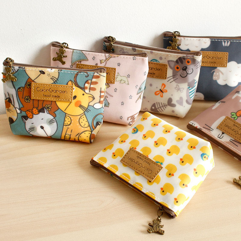 carteira masculina com ziper carteira masculina Bolsa de moedas de tecido Oxford importada da Coreia do gato fofo