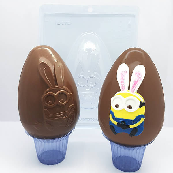 Forma p/ Chocolate com Silicone Ovo Minion Bob Orelhas Coelho 350g Cod. 11002 BWB Acetato Licenciada Universal