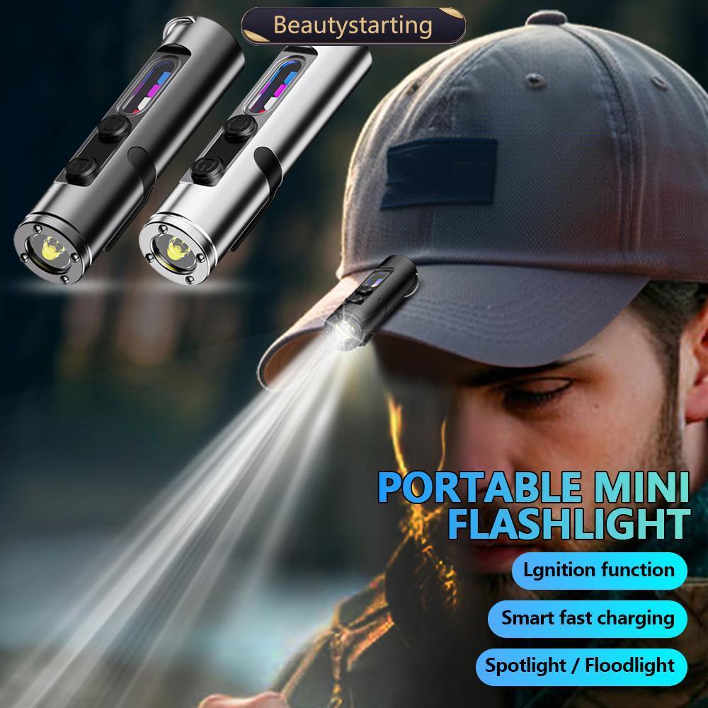 BEAUTYSTARTING Mini Bolso Caminhadas Camping Luz Forte Lanterna LED Chaveiro Magnético Lâmpada À Prova D'água Tipo-C Tam