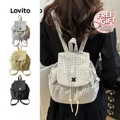 Lovito Mochila Escolar Casual Com Cordão Estilo Coreano Para Viagens E Uso Escolar LFA107039