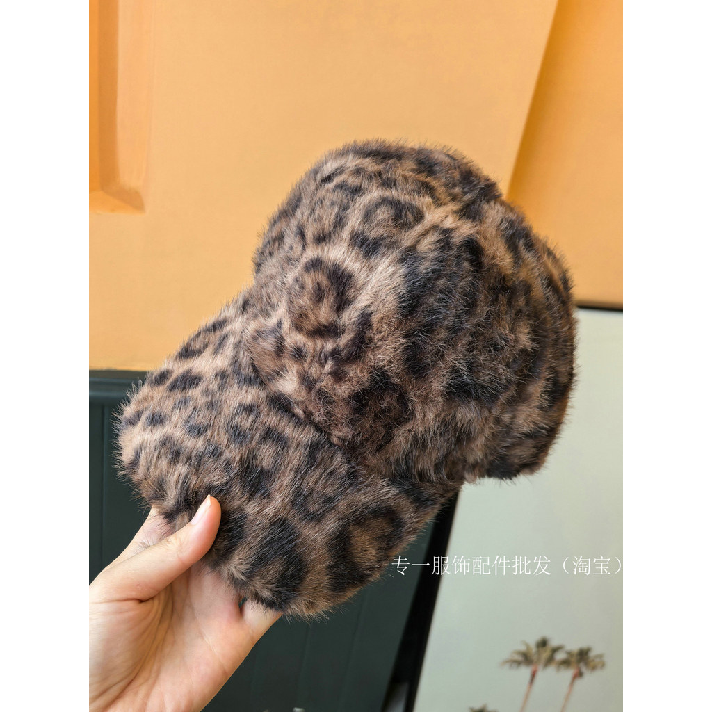 Outono inverno novo estilo leopardo impressão de pelúcia quente boné de beisebol versão coreana moda ao ar livre All-Mat