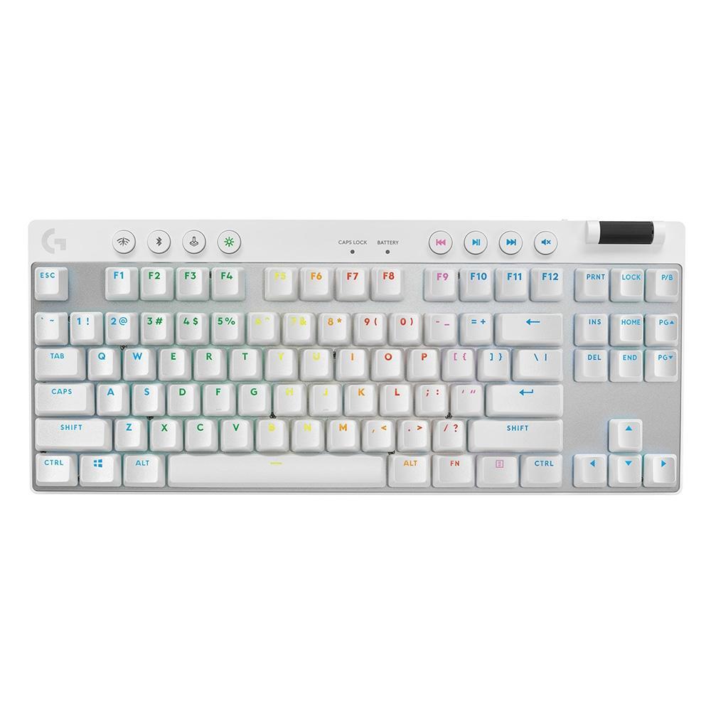 TECLADO MECANICO GAMER SEM FIO LOGITECH G PRO X TKL LIGHTSPEED RGB SWITCH GX BROWN TACTILE BRANCO - 920-012143