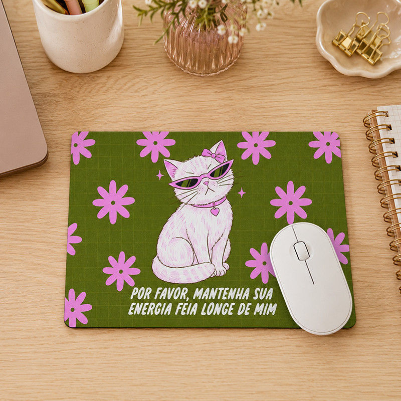 Mouse Pad Gato Girl Retangular Speed