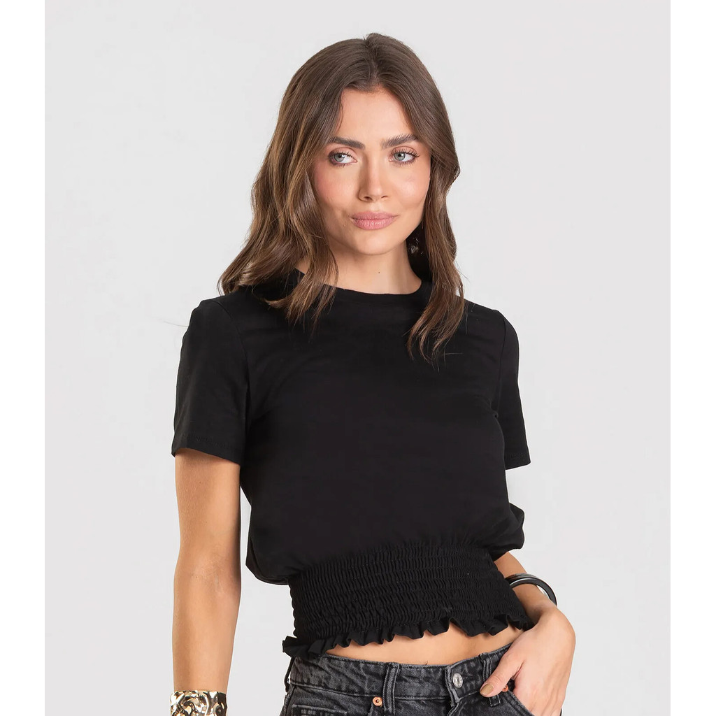 Blusa Feminina Com Lastex Dianna Preto