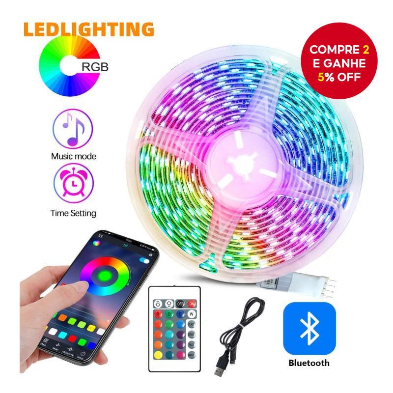 Fita LED RGB USB 5050/2835 com Controle Remoto – Ideal para Decoração de Interiores DIY