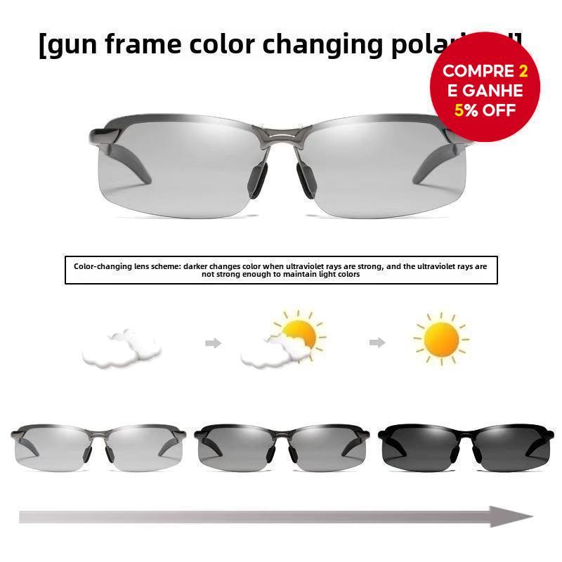 Óculos Masculinos Polarizados Fotochromáticos | Óculos de Sol Leves com Proteção UV400 para Dirigir/Pescar