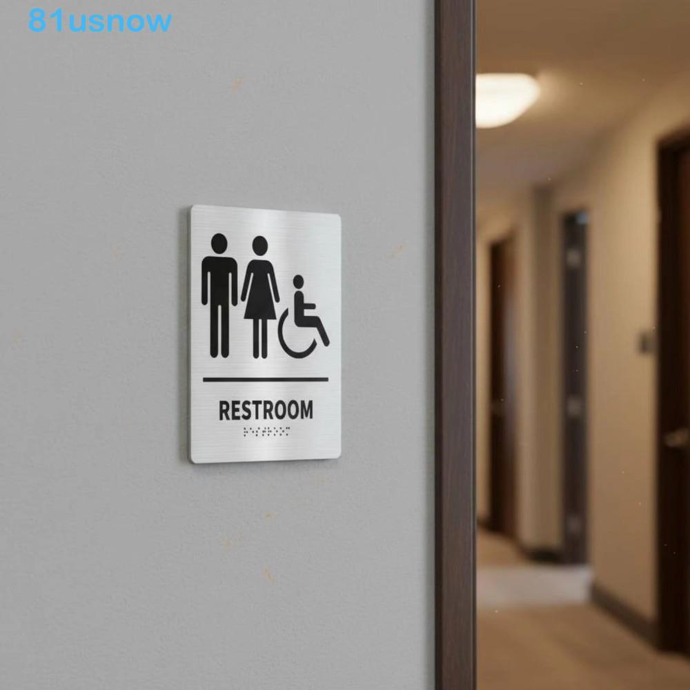 Sinal De Banheiro USNOW1 Braille , Guia Acrílico Montado Na Parede , Marca De Vaso Sanitário Removível Retangular