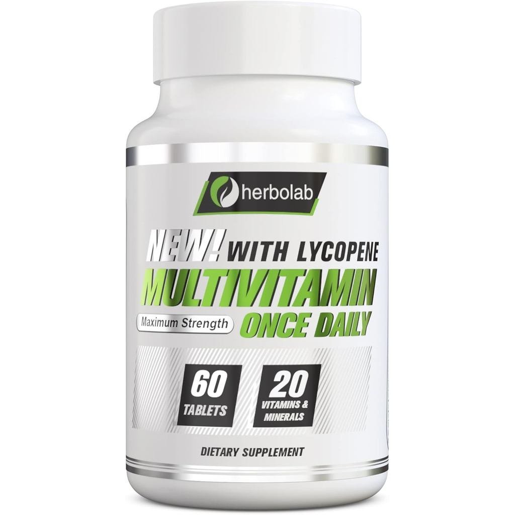 Herbolab Once Daily Multi para Homens e Mulheres – 20 Vitaminas e Minerais com Licopeno – Fórmula Diária Completa – 60 C