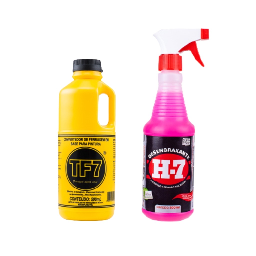 Kit Desengraxante H7 Spray 500ml + Convertedor Ferrugem TF7 500ml Automotivo Oficina Anticorrosivo