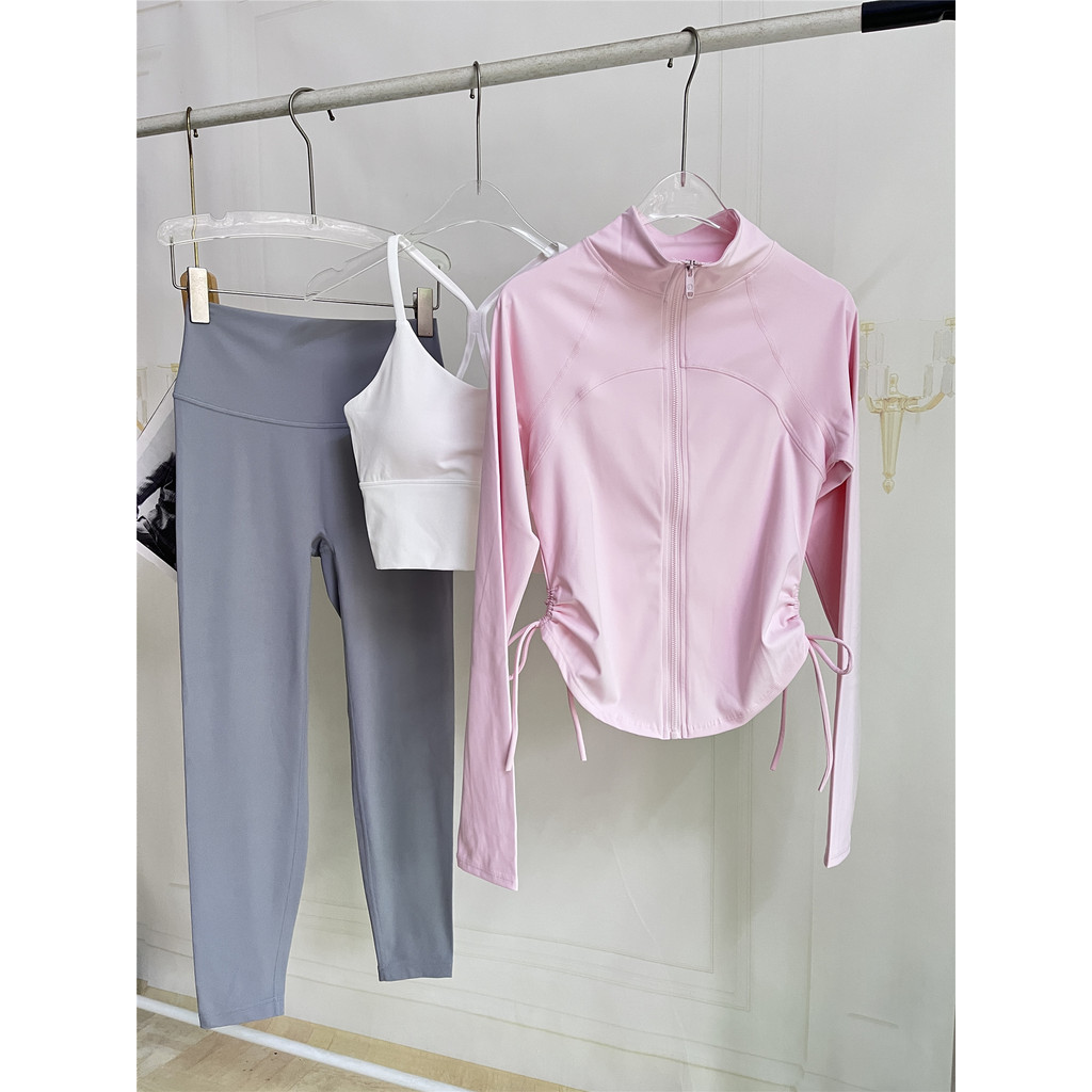 Cinza rosa jovem terno esportivo inverno novo nu respirável elástico grande roupas de Fitness roupas Yoga correndo