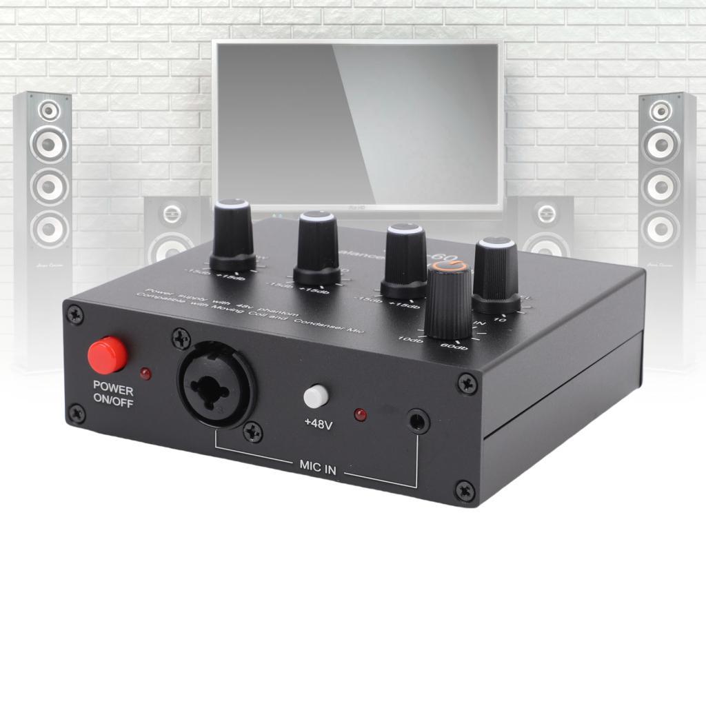Pré-amplificador de microfone Pré-amplificador 20 Hz-20 KHz 3,5 mm 6,5 mm XLR Entrada Saída Ajuste de graves altos