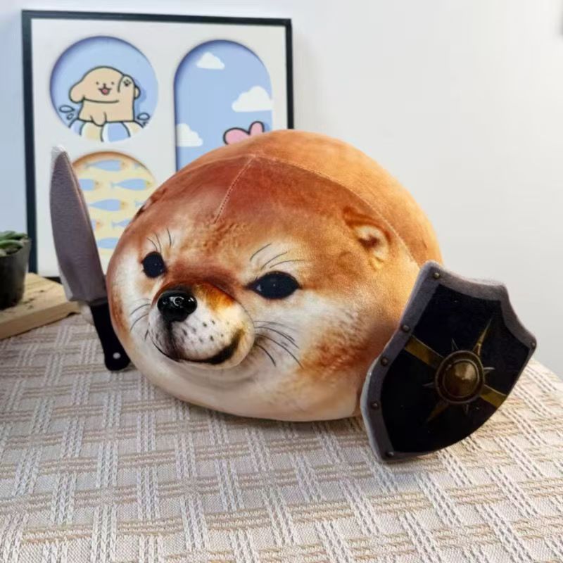 Brinquedo de Pelúcia para Cães My Knife Shield, Almofada, Pingente, Boneco Emoji Abstrato Shiba Inu, Brinquedo de Pelúci