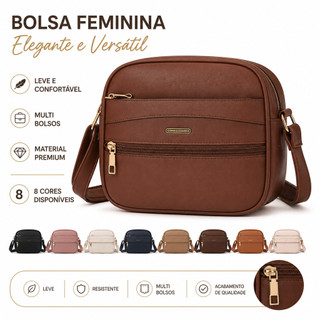 Bolsa Feminina Ombro e Transversal Compacta Leve Moderna para Uso Diário