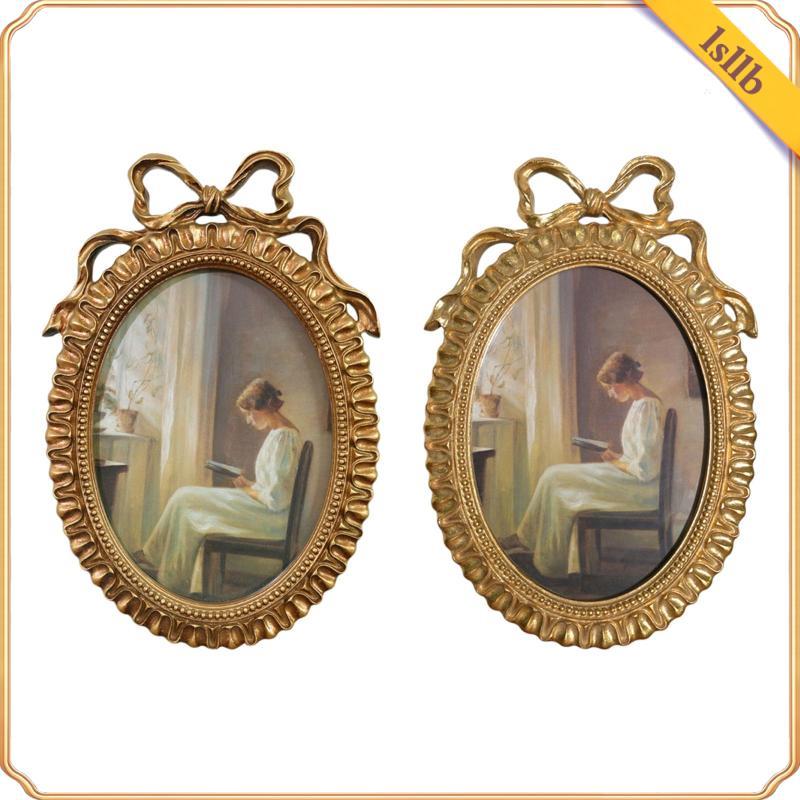 [Lsllb] Moldura Oval Vintage Em Resina , Peça Central Ornamentada , Decoração De Casa Para Exibição De Parede , Álbum De