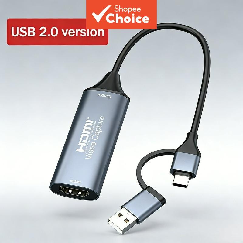 Placa de captura de vídeo USB C para HDMI 4K 30 Hz Hub de transmissão ao vivo para PC, laptop, PS5, Switch Pro