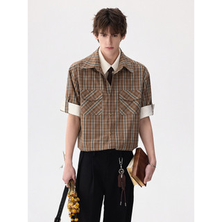 CHICERRO roupas masculinas sicílian 2026 verão novo estilo de alta inteligência falso de duas peças xadrez ferramentas b