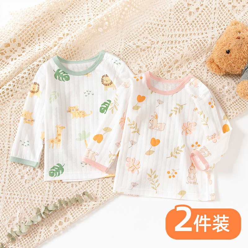 Bebê de uma peça superior puro algodão meninos roupa interior primavera outono roupas crianças de manga comprida camiset