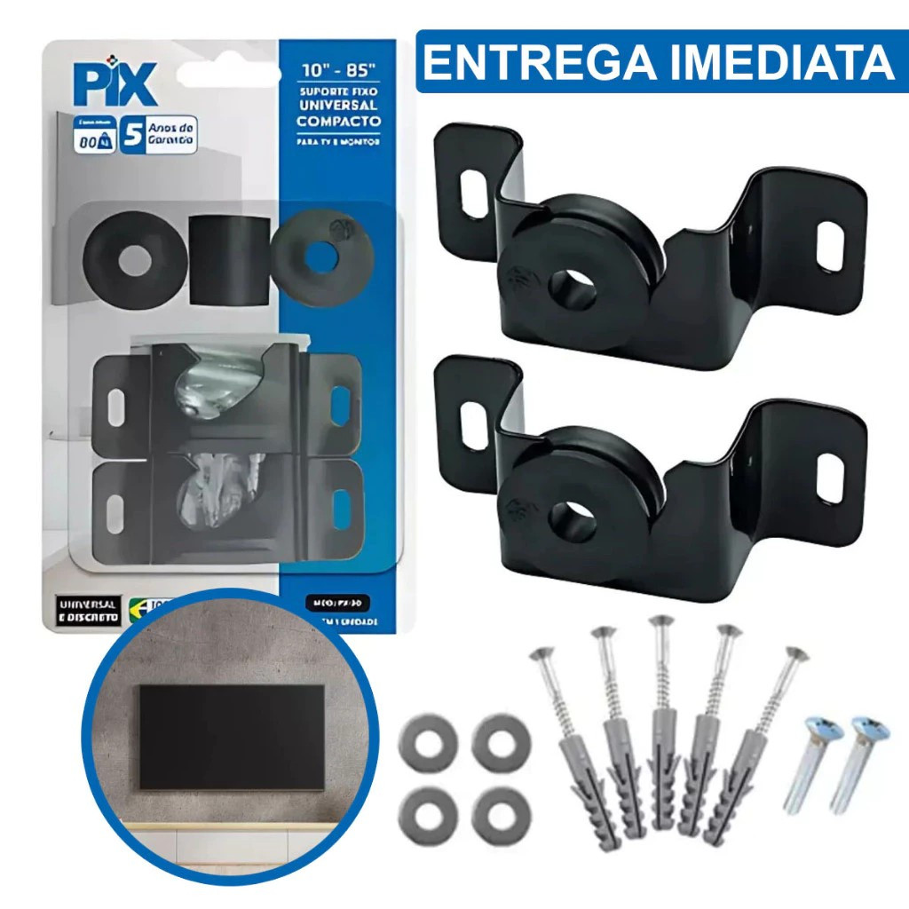 KIT Suporte TV Universal Fixo LED LCD/ Plasma De 10 a 100'' Parede - Painel - Monitor