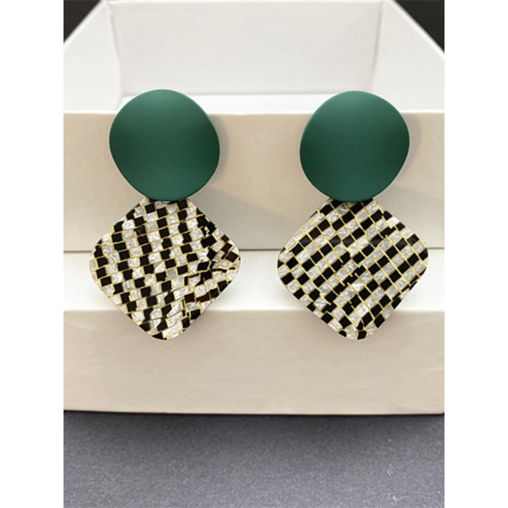 Brincos de alta qualidade feminino verde prata agulha 2026 novo estilo luz luxo acrílico brincos moda Retro brincos