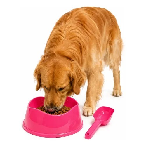 Kit Comedouro Cachorro Grande 1900ml Com Pá Para Ração N/a Rosa-chiclete