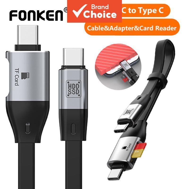 Fonken Cabo Adaptador de Leitor de Cartão TF Tipo C para Tipo C, Disco Rígido, Carregamento Rápido e Conversor OTG
