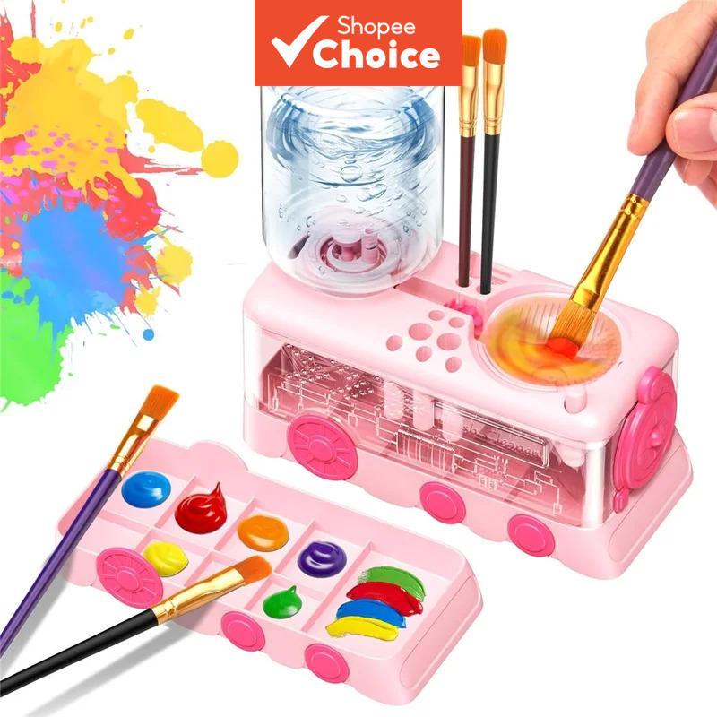 Novo Limpador de Pincéis de Pintura com Bandeja, Ferramenta de Pintura Atualizada 4 em 1 com Dreno, Suporte para Pincéis