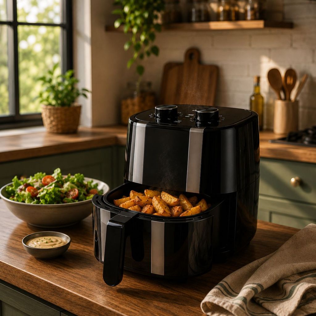 Air Fryer 3,4L 1400W Fritadeira Elétrica Timer 60 Min Sem Óleo Temperatura Até 200°C 110V e 220V Preta