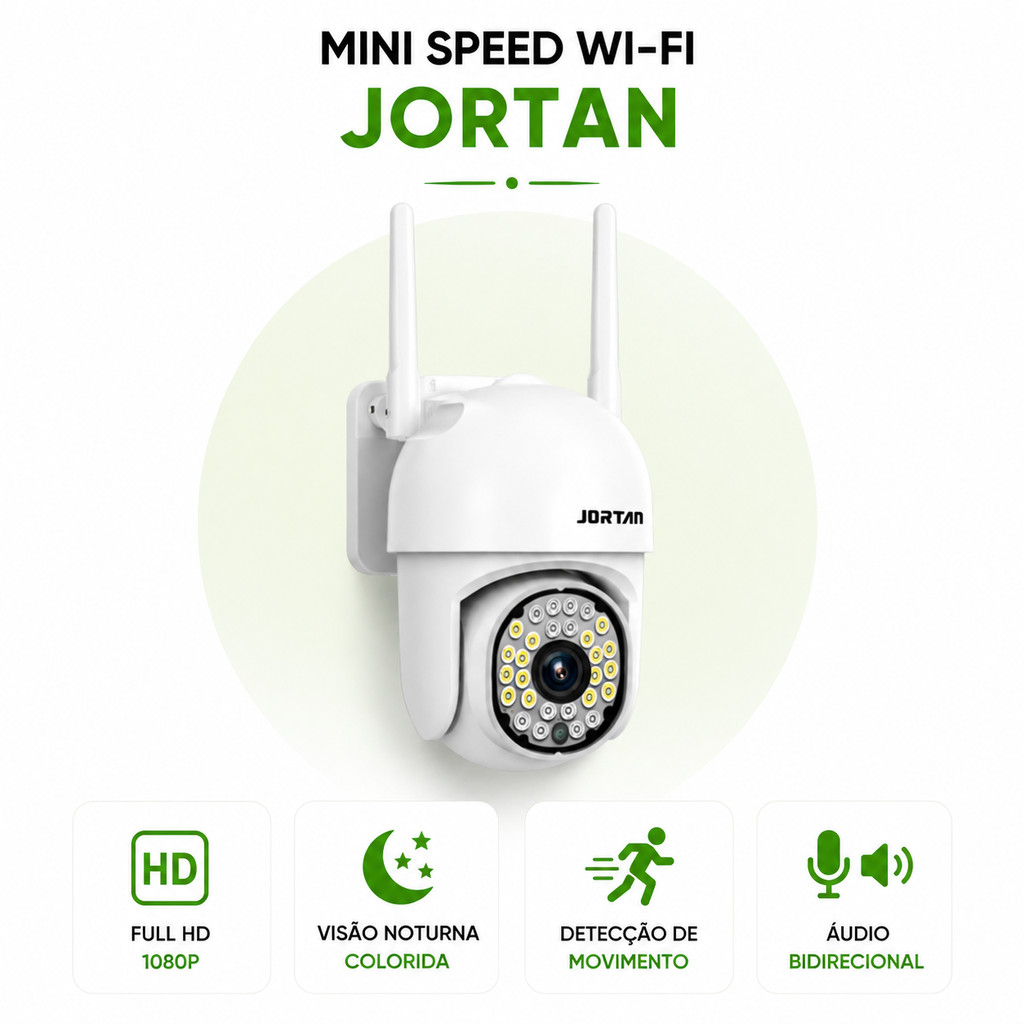 Câmera Mini Speed Wi-Fi Full HD 1080p Visão 360° Monitoramento pelo Celular