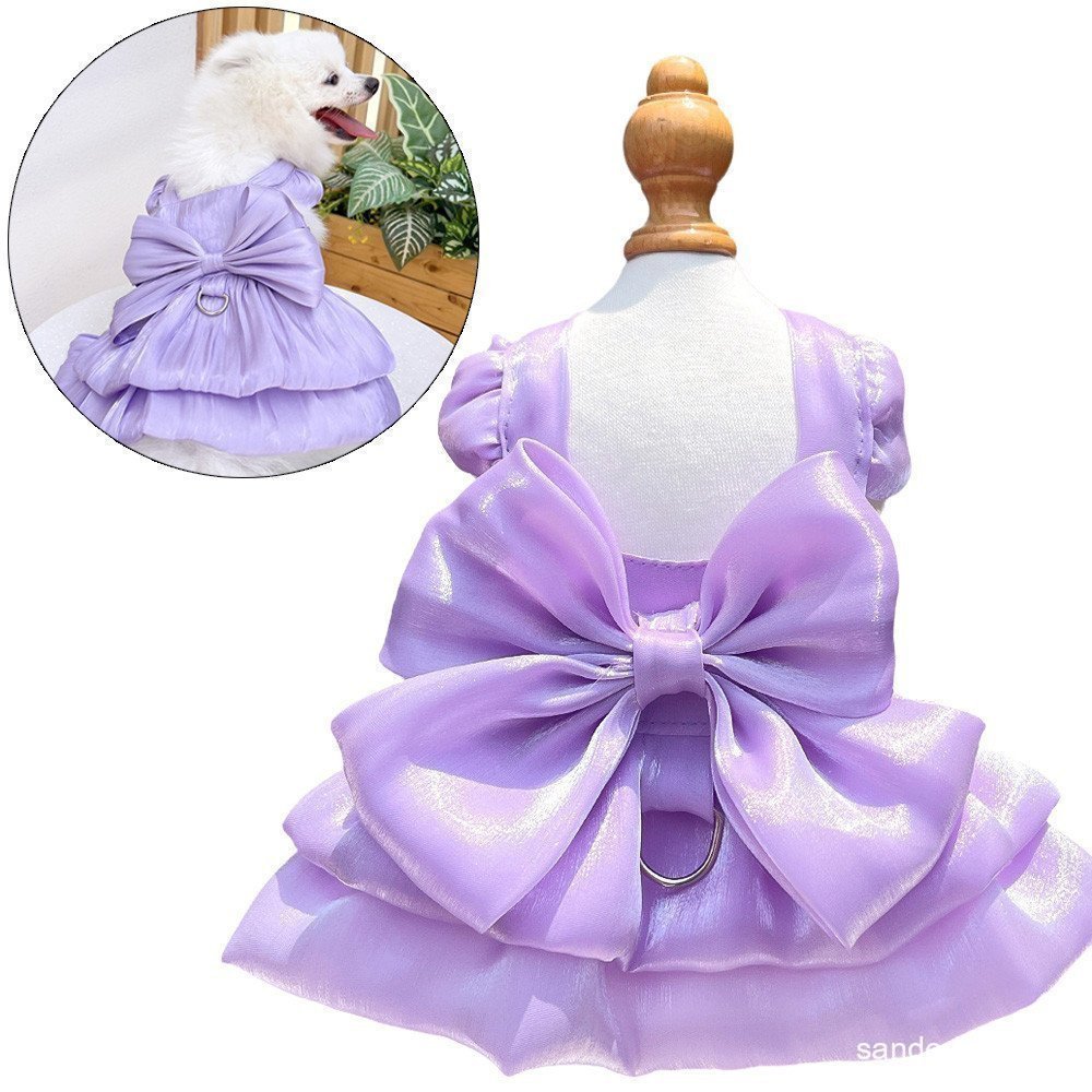 Primavera Verão Cão Princesa Vestido Grande Bowknot Pet Saia Para Cães Pequenos Gatos Schnauzer Shih Tzu Filhote De Cach