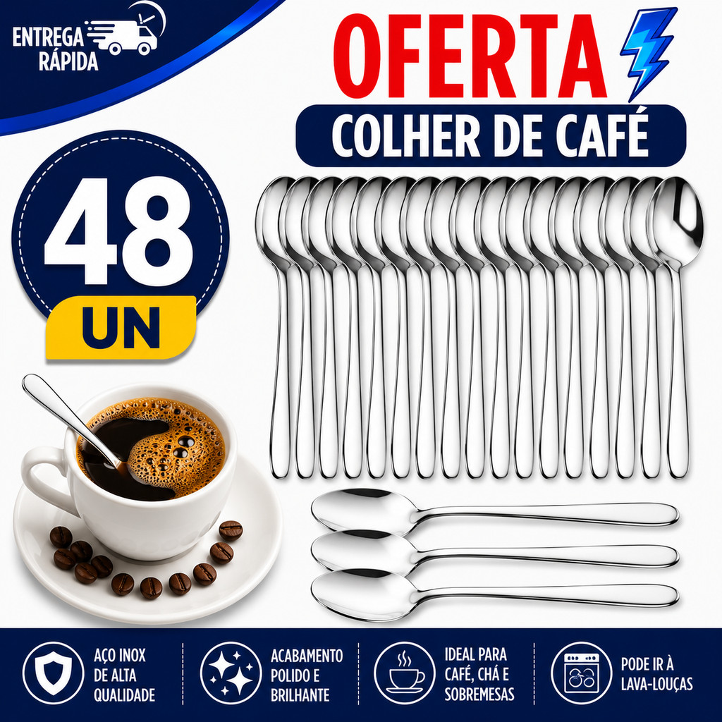 COLHER DE CAFÉ INOX PARA CAFÉ CHÁ E CHOCOLATE QUENTE