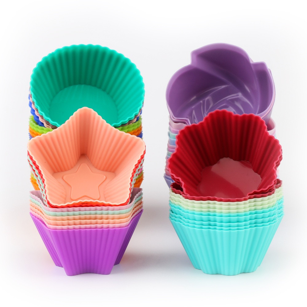 Novo Conjunto de 6 Peças de Formas de Silicone para Bolo, Utensílios para Assar Bolo e Muffin, Antiaderente e Resistente